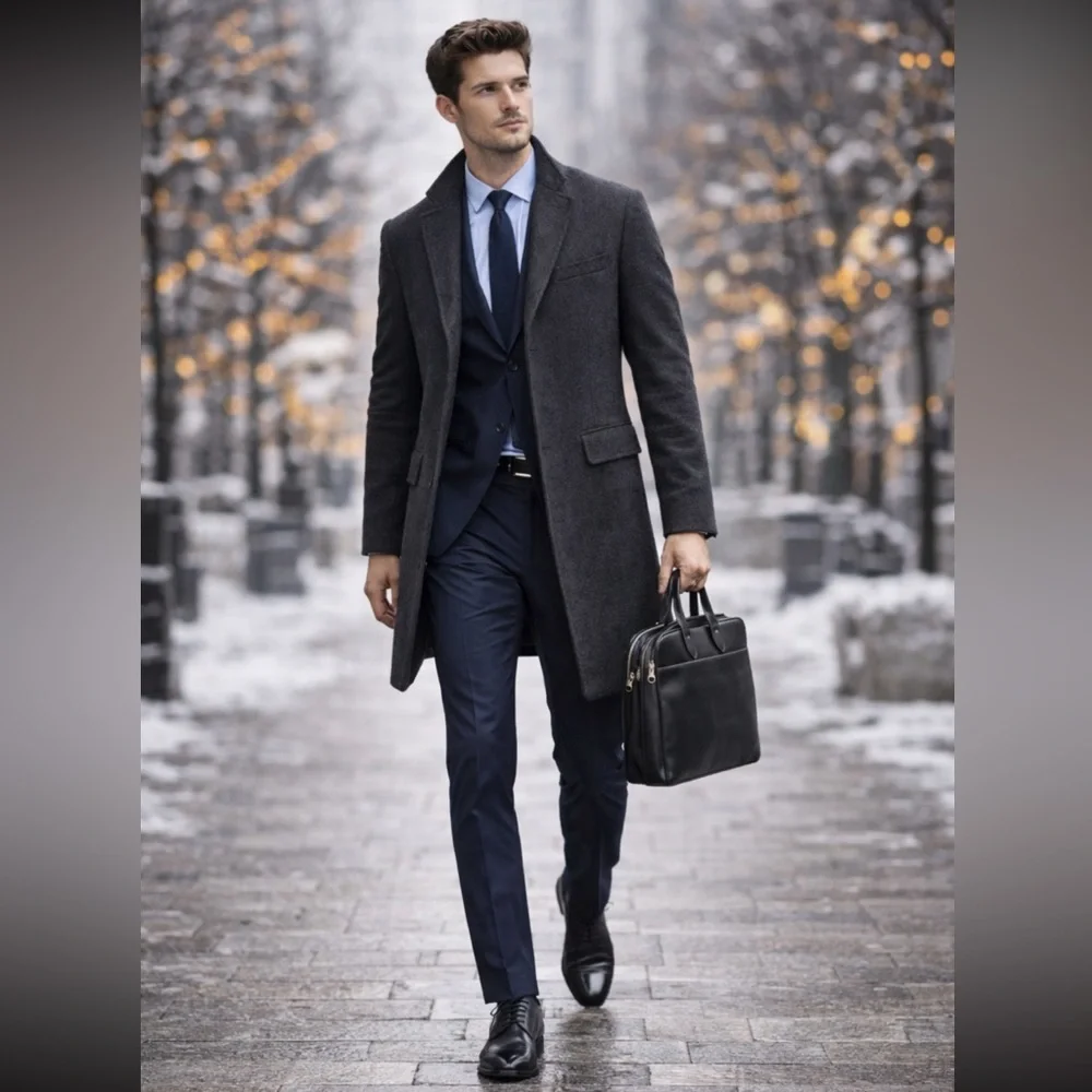 NWT J. Crew Charcoal Wool Topcoat, Overcoat With Quilted Lining Size 36R